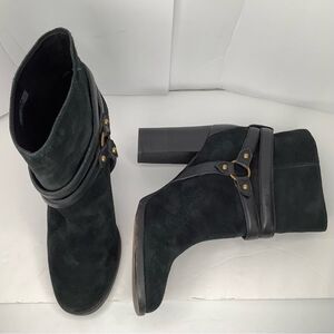 Ugg Black Suede Tall Heel Moto Grunge Indie Festival Ankle Women’s Boots Sz 9